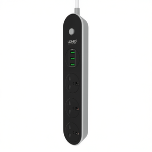 LDNIO SC3301 Smart Power <b>Socket</b> Plug 3x <b>USB</b> Travel <b>Socket</b> <b>with</b> 1.6m European Plug for Home Office - Product Image 2