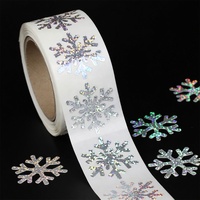 Autocollants flocons de neige holographiques scintillants, écologiques, imperméables, en vinyle amovible, décorations d'hiver et de Noël