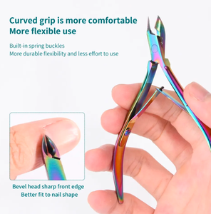 Alicates para Cutículas de Acero Inoxidable Curvados en Oro Rosa de Cuatro Colores con 16 Mandíbulas y Apertura Ancha, Alicates de Manicura con Doble Resorte - Product Image 3