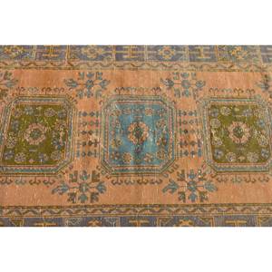พรมตุรกีขนาดใหญ่สีส้มสีเขียวแบบคลาสสิก4.1 x 10.8ft ลายนามธรรมขนแกะและยางพาราสำหรับห้องนั่งเล่น - Product Image 5