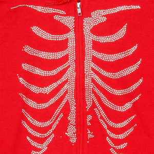 เสื้อมีฮู้ดผ้าฝ้ายโอเวอร์ไซส์มีซิปรูดซิปรูดซิปรูดแบบรูดซิปสีแดงออกแบบโลโก้ได้ตามต้องการ - Product Image 3