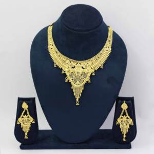 ขายส่งสร้อยคอสั้นแบบดั้งเดิมขนาด14K 18K 24K ชุดเครื่องประดับแฟชั่นสร้อยคอทองเหลืองชุบทอง - Product Image 2