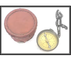 Boussole de style antique laiton poli de luxe élégant avec placage de cuir pour les cadeaux de fête d'anniversaire artisanat traditionnel en métal - Product Image 5