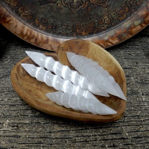 Natural White Selenite Carved Spiral Double Pointed Wands <b>Animal</b> Theme <b>Crystal</b> Sculpture Art Collectible - Product Image 3