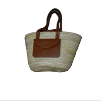 Sac à main en paille de style vintage à ouverture ouverte avec deux poignées, design élégant Moroccansoul, pour femmes, fabriqué au Maroc