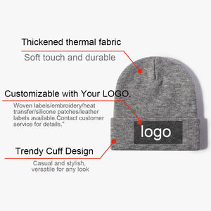 Custom Logo Knit Beanie <b>Hat</b> Winter Warm Cap Unisex Cuffed Beanie Wholesale Bulk Order Embroidered Label Streetwear Beanie - Product Image 4