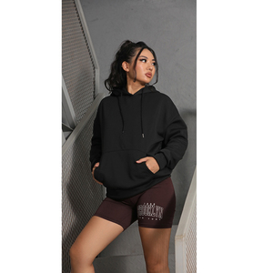 Pull à capuche oversize décontracté pour femmes 100% coton avec impression personnalisée avant Logo XS taille hiver mode haut court en vente - Product Image 1