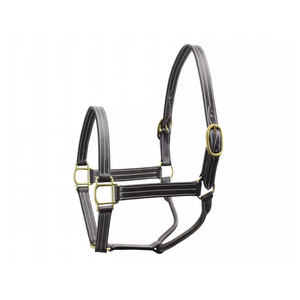 Boucles de licou de cheval en cuir marron fantaisie du fabricant indien Triple couture piste de couleur de selle australienne # LH-23 - Product Image 2