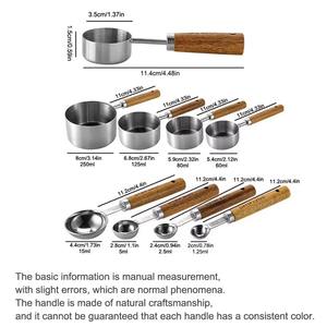 ชุดถ้วยตวงสแตนเลสที่มีด้ามจับไม้ขนาดใหญ่สำหรับการอบและทำอาหารที่แม่นยำชุดละ8ชิ้นคุณภาพดีที่สุด - Product Image 6