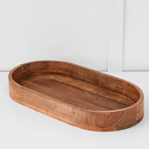 Bandeja de servicio redonda de madera Natural de nuevo diseño con asa para mesa, restaurante y utensilios de cocina, venta al por mayor de alta calidad - Product Image 2