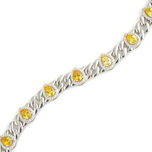 Bracelet en argent sterling 925 plaqué rhodium or rose 18 carats avec pierre de citrine en forme de goutte, style religieux, pierres principales en diamant et perle - Product Image 3