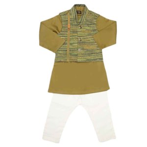 Traje Shalwar con Chaleco para Niños - Verde - Product Image 4
