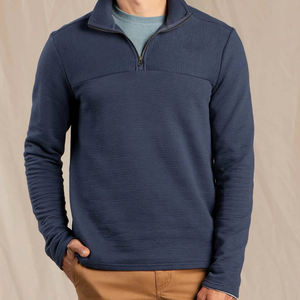 Sudadera de media cremallera para hombre Algodón orgánico 14 Zip Pullover Mock Neck Sudaderas para hombre Manga larga Algodón orgánico Cuello redondo para hombre - Product Image 4