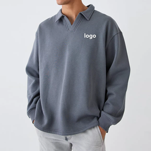 สเวตเชิ้ตผู้ชายทรงคอวีเสื้อสเวตเชิ้ตคอปกเสื้อแบบเปิดเข้ารูปแบบลำลองสำหรับฤดูใบไม้ร่วง - Product Image 1