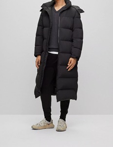 Custom Men Long Black Puffer <b>Jacket</b> Wholesale Hooded Winter <b>Parka</b> Coat Matte Fabric Thick Warm Padded Overcoat For Over Male OEM - Product Image 3