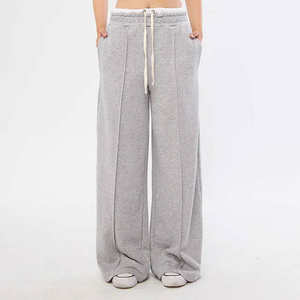 Pantalon de survêtement thermique pour femme, taille mi-haute, taille élastique, coupe ample, coton, jambe large, coupe-vent, respirant, streetwear, décontracté, hiver, ample - Product Image 4