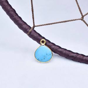 Pendentif pierre de naissance turquoise fait à la main pendentif en argent sterling plaqué or, cadeau personnalisé délicat pour elle, charme minuscule de mode - Product Image 6