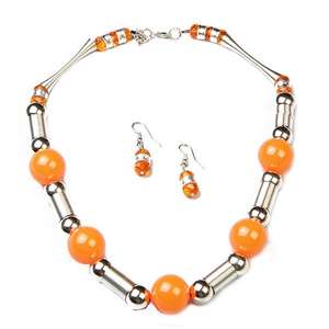 Beadside Orange Beads con rodio Plating Fashion Jewelry Conjunto de collar llamativo-1102512 - Product Image 1