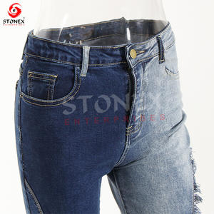 กางเกงยีนส์เอวสูงสำหรับผู้หญิงกางเกงขากระดิ่งแบบปะต่อแบบไม่สม่ำเสมอดีไซน์ล่าสุดสำหรับฤดูใบไม้ผลิ2023 - Product Image 5