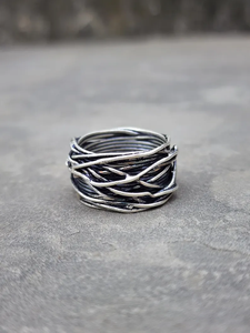 Handmade Jewelry Solid 925 Sterling Silver Irregular Layer Rings for Women Silver Jewelry <b>Oxidized</b> Ring Wholesale Jewelry - Product Image 5