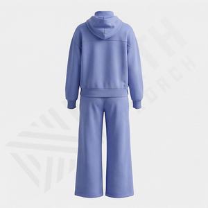 Ensemble de survêtement polaire à capuche 100 % coton pour femme, couleur unie, coupe régulière, short de course oversize, tenue de sport personnalisée pour l'hiver - Product Image 2