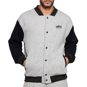 Chaqueta con letras al por mayor para hombre chaquetas clásicas de mezcla de lana y manga de cuero con parches de letras personalizados - Product Image 1