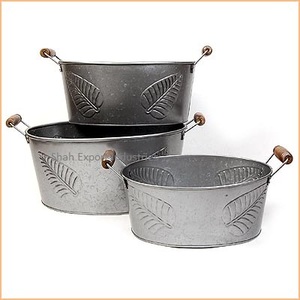 Lot de 2 jardinières ovales en fer galvanisé de haute qualité, faites à la main, avec garniture antirouille et poignées pour balcon de jardin - Product Image 3