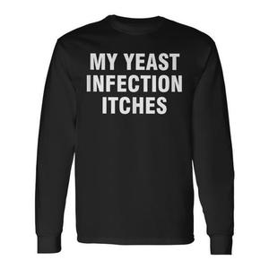 Camiseta de manga larga unisex con cuello redondo para adultos, con estampado 'Mi infección por hongos me pica', ropa promocional - Product Image 1