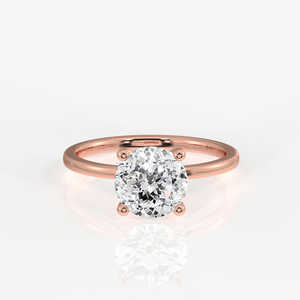 Corte portugués Moissanite Diamond Petite Solitaire Compromiso Juego de puntas de plata esterlina VVS1 Claridad Anillo de rodio de D-E incoloro - Product Image 5