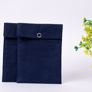 Mini pochette à bijoux en coton à rabat bleu marine de haute qualité Logo personnalisé sac d'emballage cadeau de luxe indien fait à la main en gros - Product Image 4