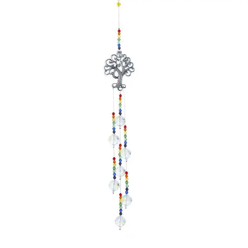 Decoração de arco-íris, ornamento de árvore da vida, pingente de bolas suncatcher de cristal para decoração da casa, jardim, áreas externas