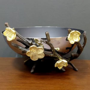 Nuevo Plato Decorativo de Acero Inoxidable Hecho a Mano con Diseño Clásico de Nueces, Servidor de Ensaladas con Soportes Florales, Vajilla - Product Image 1