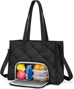 Bolsa de almuerzo acolchada grande para mujer, diseño aislado con cierre de cremallera y compartimento para portátil - Product Image 1