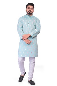 Modern Ethnic Traditional Indian <b>Men's</b> Cotton Wrinkle Free <b>Festive</b> Party Kurta Handcrafted Designer <b>Wear</b> Customizable Size - Product Image 3