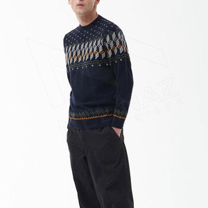 Pull en coton et polyester jacquard respirant personnalisé avec logo, tricoté à la main, épais, pour homme, automne-hiver - Product Image 2