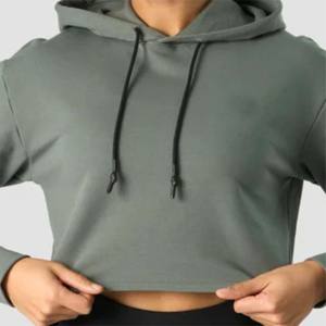 Sudadera con capucha recortada con cremallera para mujer con estilo, cómoda y de moda para salidas informales de invierno y estilo de Jersey de capas - Product Image 5