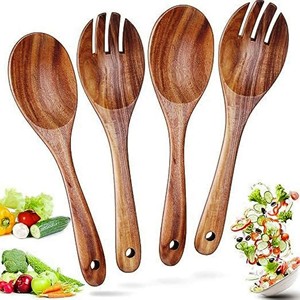 Brown <b>Wooden</b> Turners Cooking <b>Utensils</b> Set Sustainable Made in India Includes Salad Server - Product Image 4