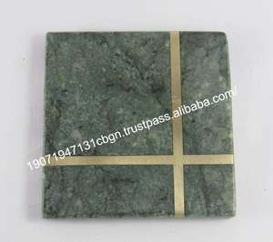 Handmade Wholesale Eco-Friendly Modern <b>Ceramic</b> Round <b>Coasters</b> Green Golden Metallic - Product Image 5