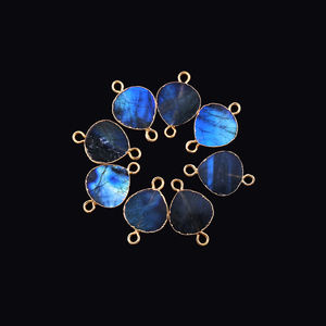 Charmes de haute qualité flashy labradorite bricolage double caution faisant connecteur 18k or plaqué bord pendentif collier connecteur - Product Image 3
