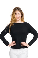 Pull en laine mérinos extra fine pour femme Gioconda, fin et élégant, tricoté plat, col rond, logo personnalisable sur le devant