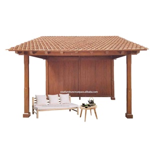 Gazebo en teck de conception indonésienne pour l'extérieur, pergola en bois avec auvent résistant aux intempéries, pavillon BBQ durable pour villa et jardin - Product Image 6