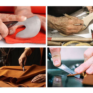 Couteau rond de coupe de cuir en acier à haute teneur en carbone manche en bois couteau en cuir artisanat professionnel coupe couteau rond en cuir - Product Image 4