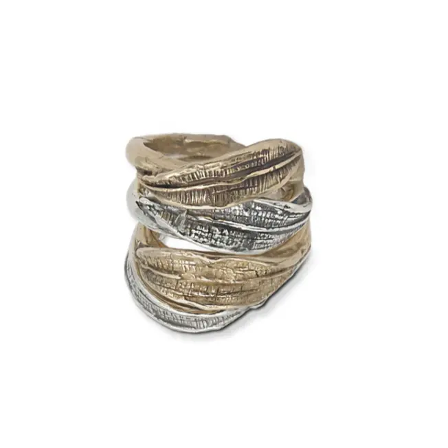 ठीक हाथ से बने गहने महिला चार पत्तों मॉड्यूलर अंगूठी सबसे अच्छा गुणवत्ता 925 स्टर्लिंग चांदी और कांस्य