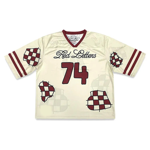 Vente en gros Pries maillot de football américain t-shirts hommes sublimés brodés polyester Boxy Mesh maillot de football de rue - Product Image 4