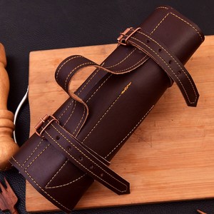 Damasco cocina hecha a mano 8 piezas cuchillos para carne hueso mango de madera maquinilla de afeitar nitidez con Funda de cuero - Product Image 5