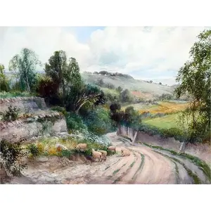 Valley Sheep Farm Accent Kitchen Wall Mural Mármol Cerámica Backsplash para la decoración de la cocina del hogar - Product Image 1