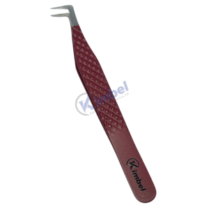 Pince à épiler incurvée en acier inoxydable de haute qualité, étiquette privée personnalisée, nano-grip, pointe pointue, outil d'extension de cils haute densité - Product Image 2