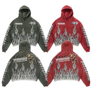 เสื้อฮู้ดซักกรดสำหรับผู้ชายแบบวินเทจปรับแต่งได้ลายนูน3D ผ้าฝ้าย100% มีฮู้ดสำหรับฤดูหนาว - Product Image 6