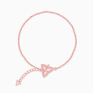 Trillium Trifecta Convertible Pendant with Trendy Rope <b>Chain</b> <b>Rose</b> <b>Gold</b> and Rhodium Plated Geometric and Number Shaped - Product Image 1