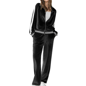 Survêtements stylés et décontractés en velours pour adultes et femmes, survêtements de rue avec logo personnalisé, survêtements en velours pour femmes - Product Image 1